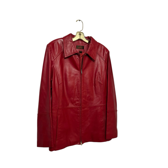 Danier Genuine soft Butter italian Leather Red Zip Jacket – Size